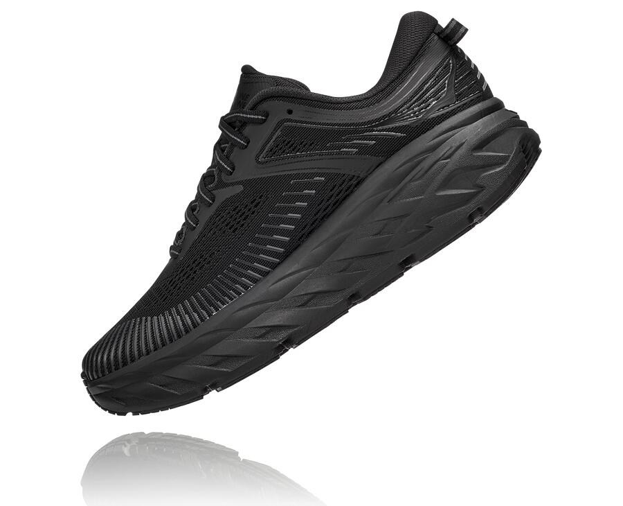 Hoka One One Womens Running Shoes - Bondi 7 - Black - CRIB68903